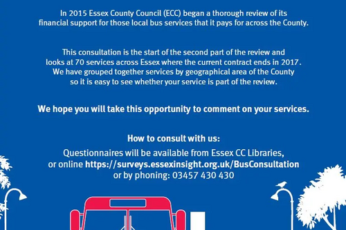 Bus consultation poster. Thursday 4 August to Wednesday 28 September